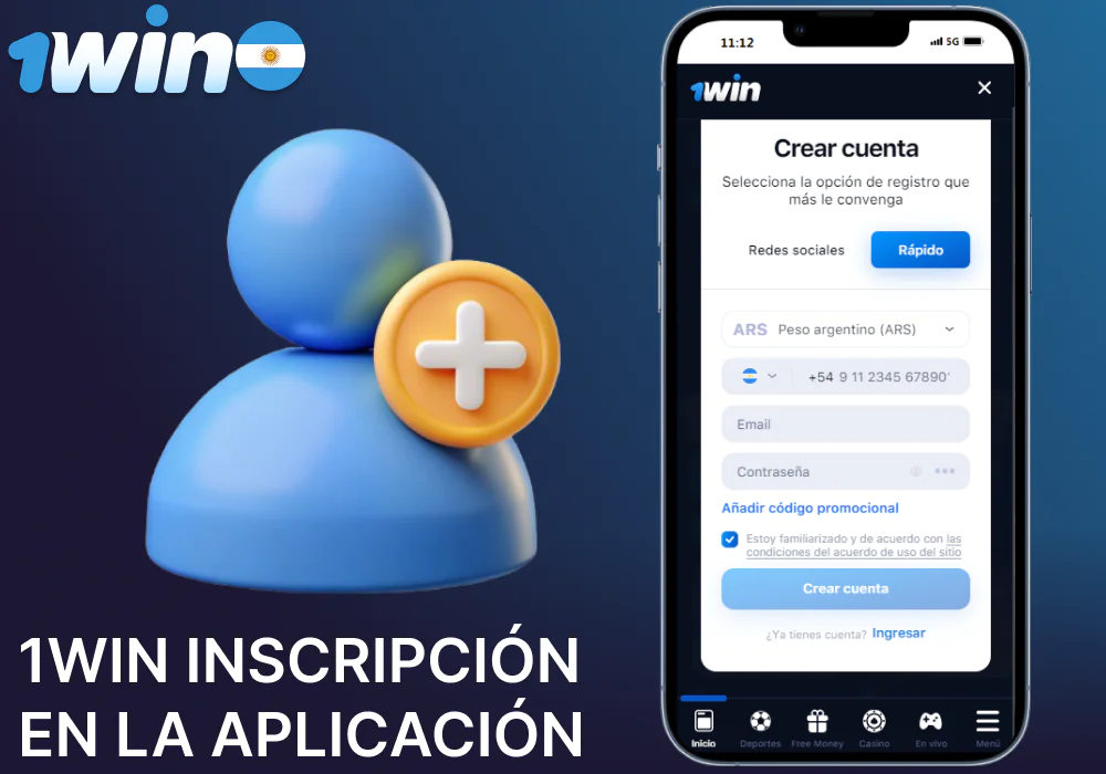 Guía de registro en la aplicación móvil 1win en Argentina