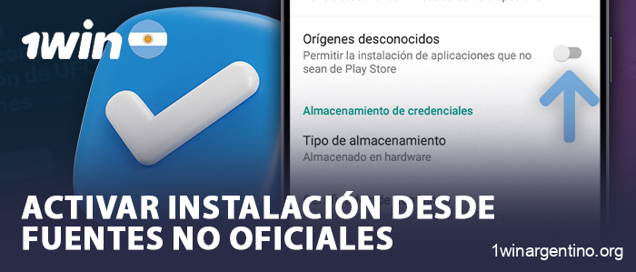 Permita la instalación de APK 1Win en la configuración de Android
