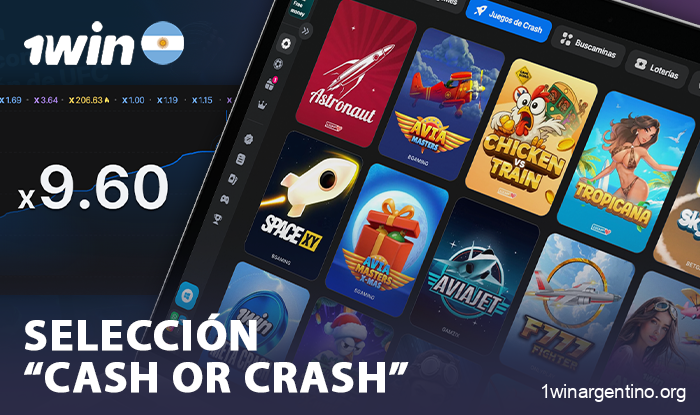 Abre la sección de juegos crash en el casino 1Win